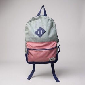 🎒 Herschel Kids Backpack | Gray & Red Colorblock | Small Size
